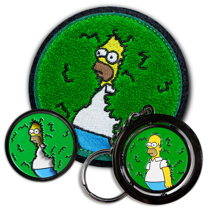 'DISAPPEARING HOMER' PATCH, PIN & KEYRING COMBO!